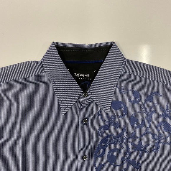 Men’s J. Campbell Los Angeles Lg Sleeve Button Up Embroidery Blue  Sz XL - Picture 5 of 10
